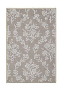 Floral Accent Indoor Door Mat in Taupe and White